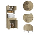 thumbnail image 3 of Freestanding Kitchen Storage Cupboard with Drawer & Microwave Shelf, Kitchen Pantry Cabinet with Countertop, Dining Room Storage Cabinet with Closed & Open Storage, Kitchen Storage Cabinet, Beige, 3 of 7