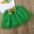 thumbnail image 5 of Inevnen Baby Girl Romper Set Four-leaf Clover Printed Short Sleeve Tops Bow Tulle Skirt Headband, 5 of 8