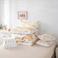 thumbnail image 6 of Manfei Cartoon Rainbow Bedding Comforter Set 7 Pieces for Girls, Colorful Blossoms Queen Bedding Sets, Kawaii Light Yellow Queen Sheet Sets, Microfiber Bedroom Decor, 6 of 8