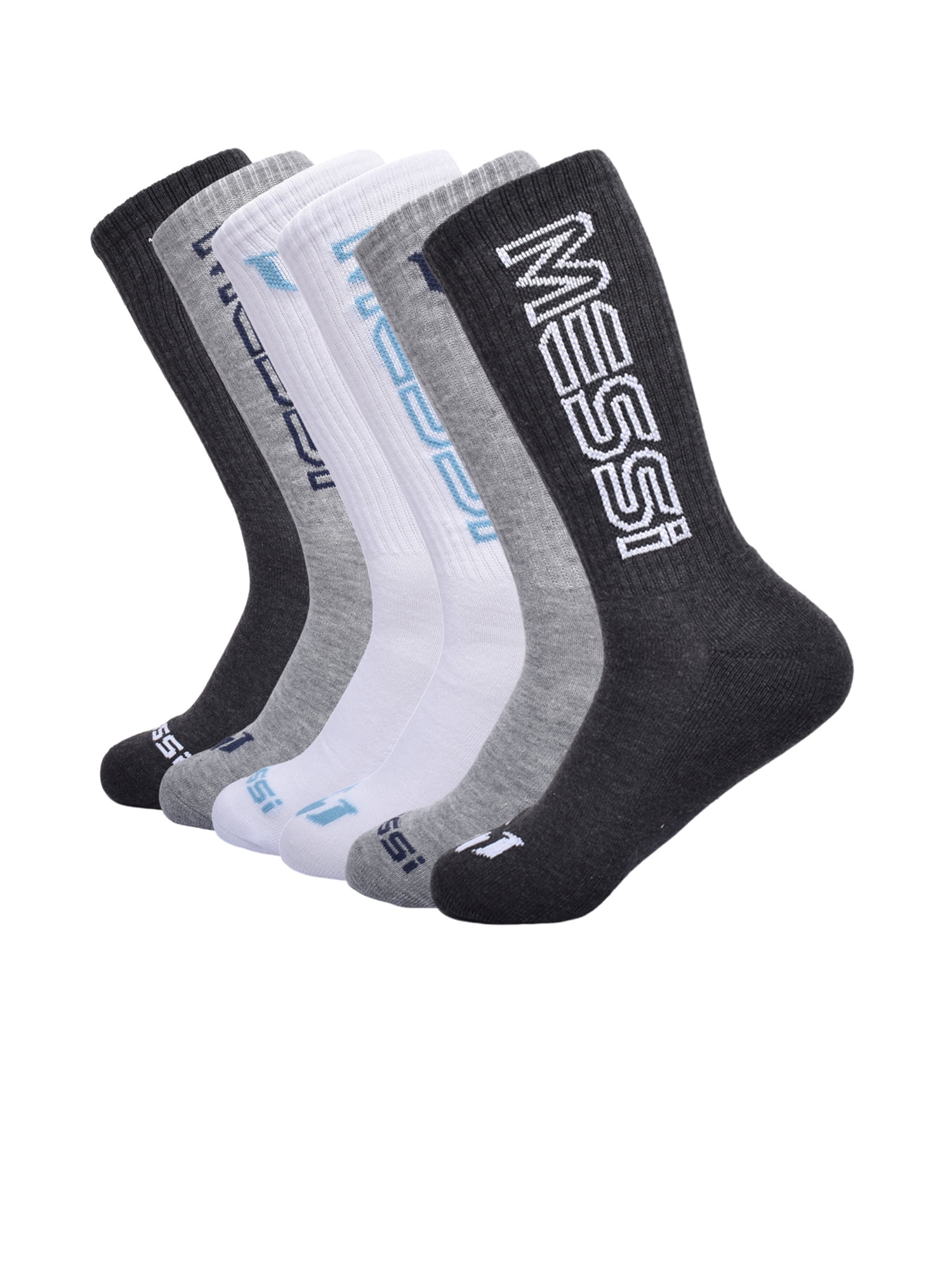 Messi Men's 6-Pack Crew Socks, Sock Size 10-13