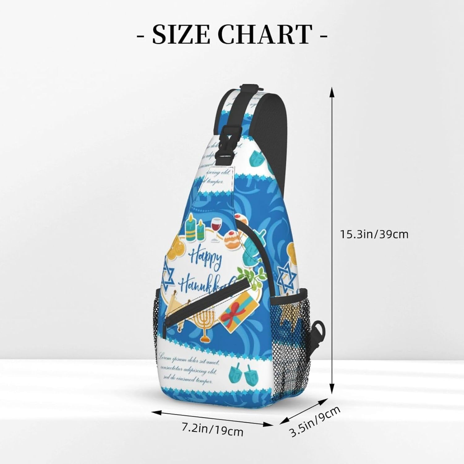 Happy Hanukkah Jewish Chanukah Holiday Sling Bag Crossbody Hiking Travel Chest Bags Backpack Shoulder Daypack for Women Men