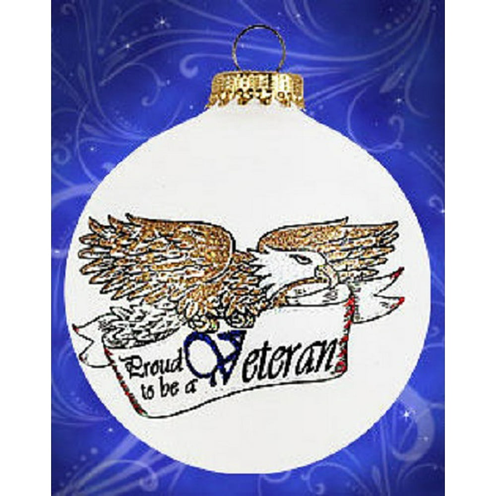 US Veterans Christmas Glass Ornament Made in USA Decoration for