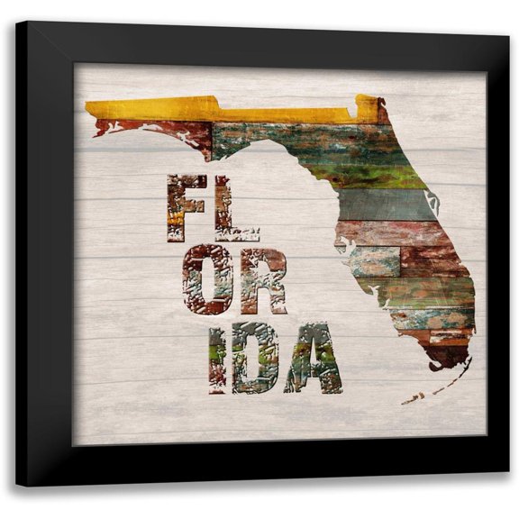 Lewis, Sheldon 12x12 Black Modern Framed Museum Art Print Titled - Florida Map