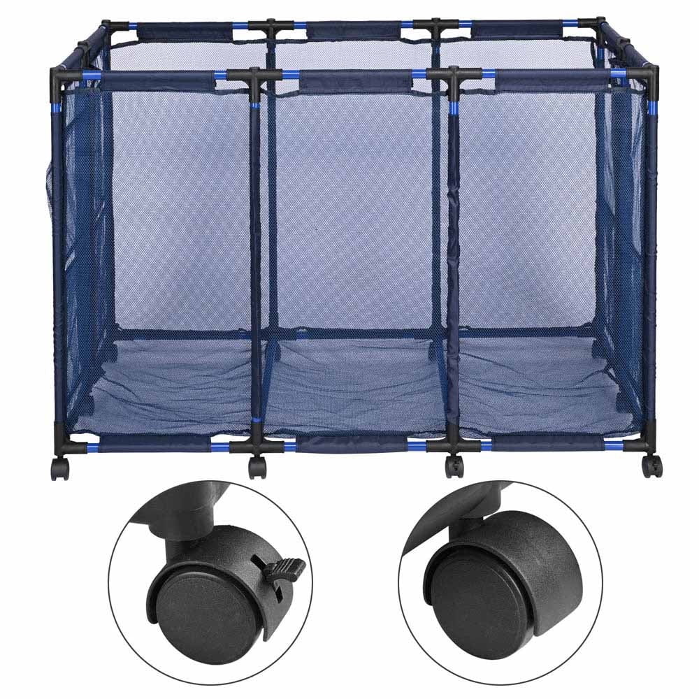 Yescom 48" XX-Large Rolling Pool Toy Storage Bin – Heavy-Duty Metal Frame Mesh Cart with 10-Wheel Stability in Black