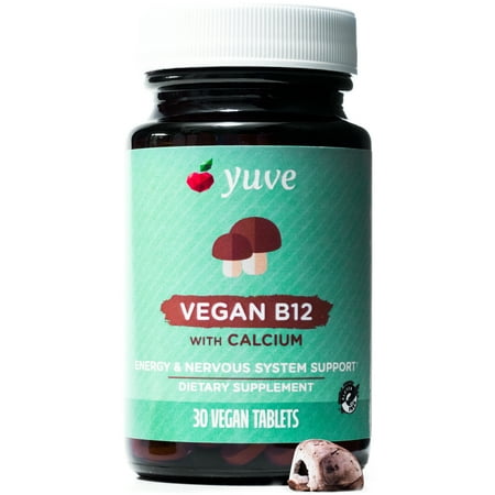 Yuve Natural & Vegan B12 with Calcium - Active Energy & Central Nervous System Support - (Best B12 For Vegans)