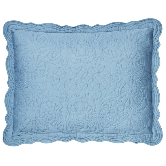 Everafter Reversible Dusty Blue Pastel Blue Decoratively Quilted Sham King Sham