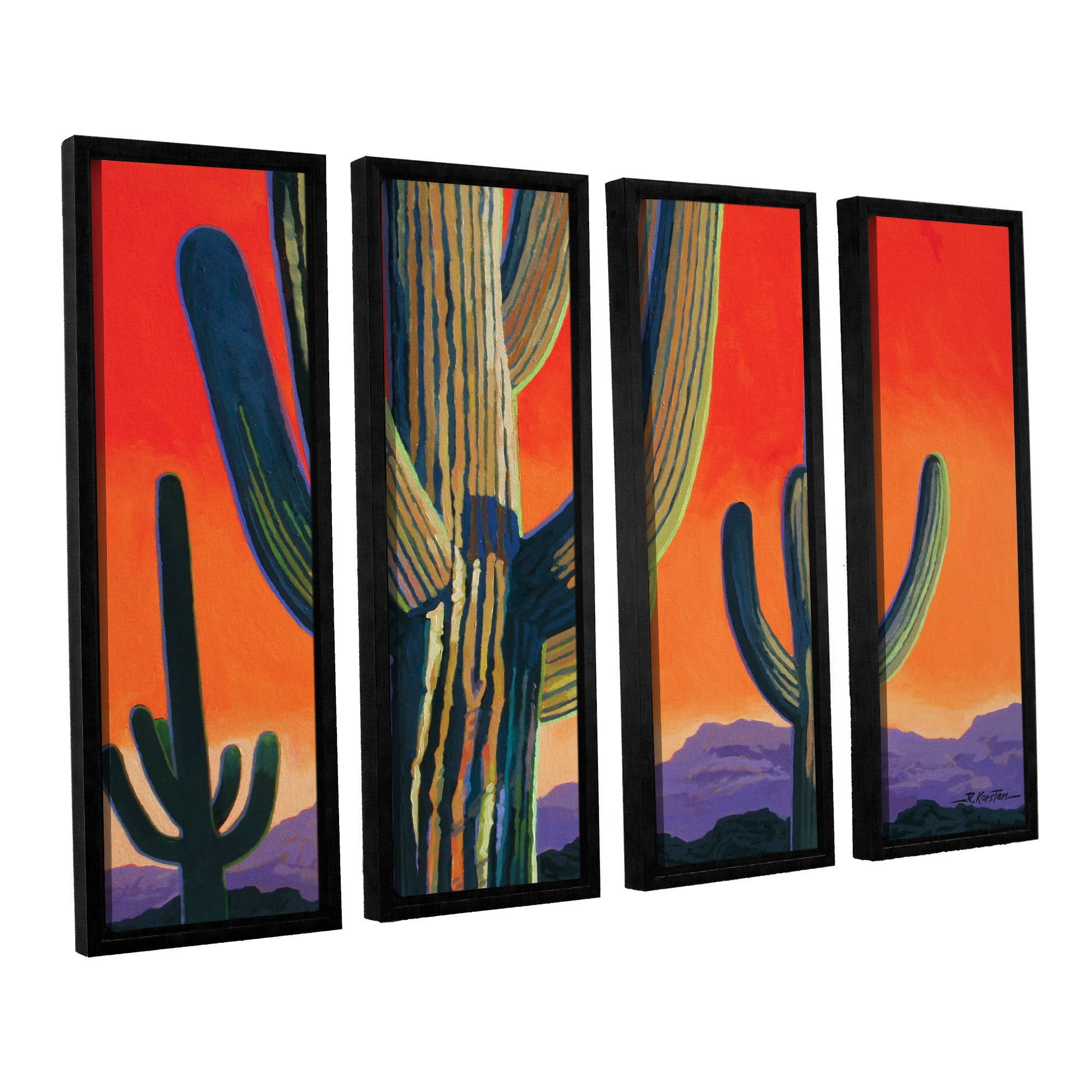 ArtWall Rick Kersten "Saguaro Dawn" 4-Piece Floater-framed Canvas Set