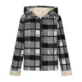 thumbnail image 3 of Zip Up Hoodies Fleece Plaid Jackets Womens Fall Winter Sherpa Lined Thermal Coat Plus Size Checked Warm Jackets, 3 of 7