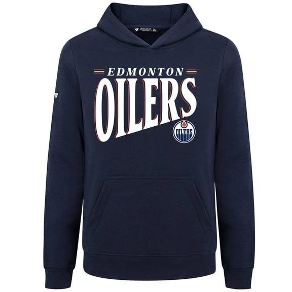 Youth Levelwear  Navy Edmonton Oilers Jr Podium Tally Pullover Hoodie