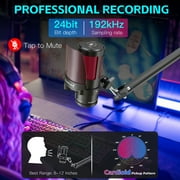 ZealSound Gaming USB Microphone,Noise Cancellation Condenser Mic with Touch Mute,Gain,Monitoring,Boom Arm for Streaming,Podcast,Twitch,YouTube,Discord,iPhone,iPad,PC,Computer,PS4,PS5,Mac,Gamerwave
