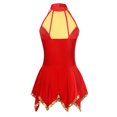 thumbnail image 5 of Linjinx Women Sequin Lyrical Dance Dress High Low Ballet Dance Leotard Modern Contemporary Dance Red L, 5 of 7