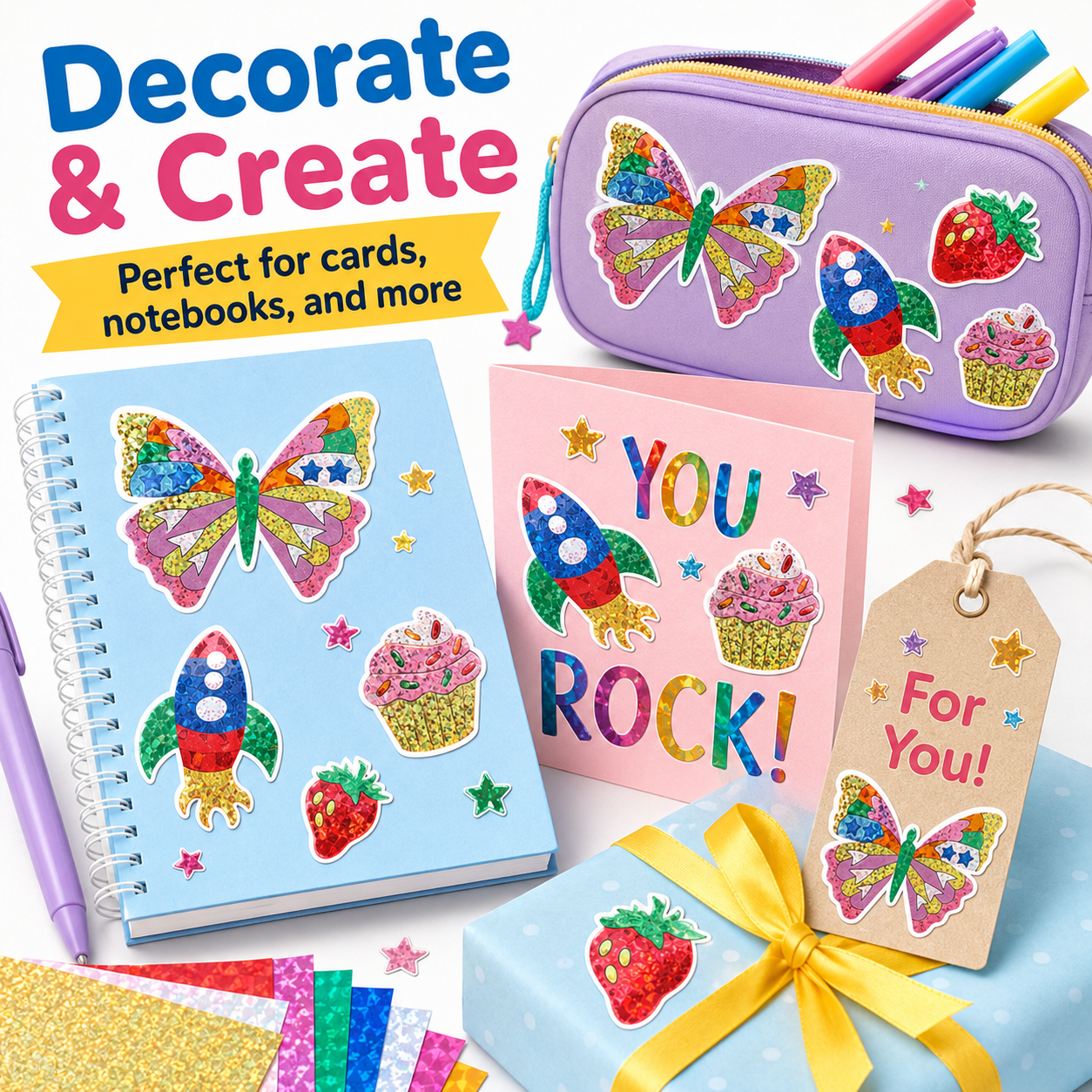 Foil Arts and Crafts, No Mess Art for Kids, Fun Craft Kits & Supplies, DIY Creative Activities, Travel Toys Gifts for Girls & Boys Ages 4 5 6 7 8 9+