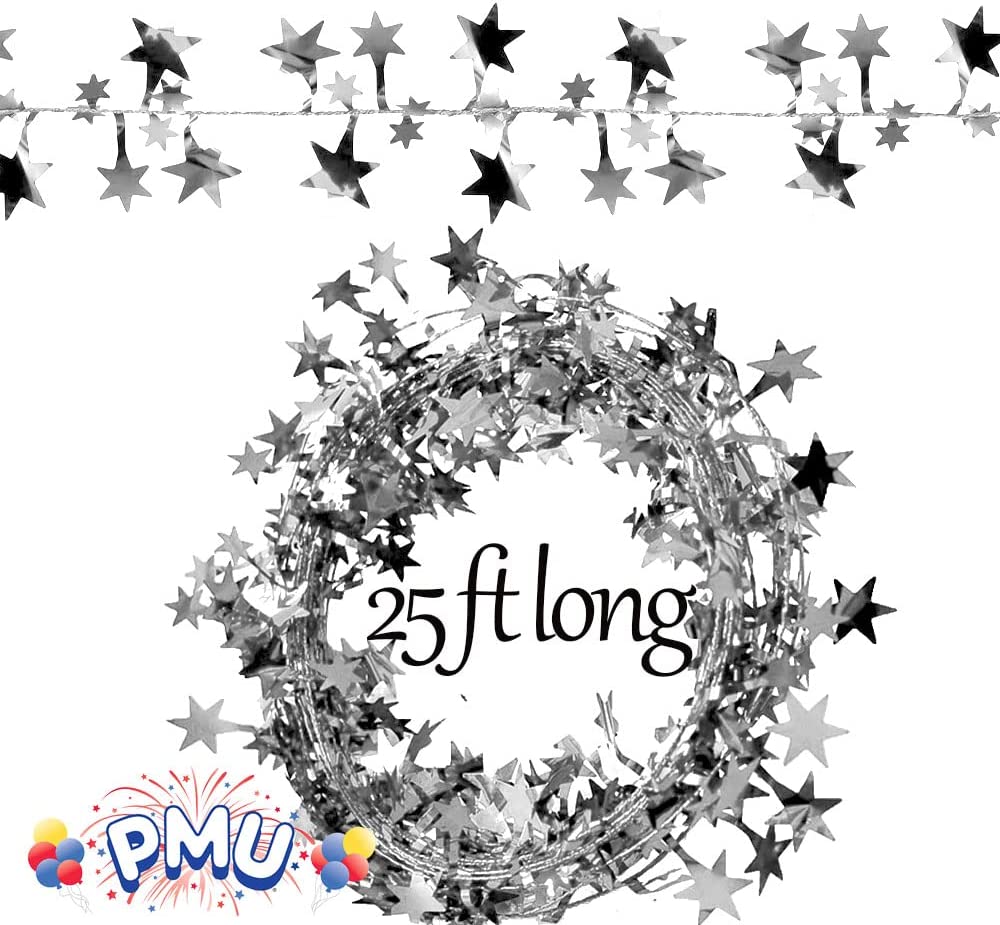 PMU Star Wire Shiny Garland Silver - Halloween, Christmas Party, Wedding, Birthday, Festive Home Decoration Ornament 25ft Silver (1/pkg) Pkg/1 - image 5 of 5