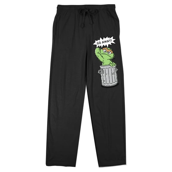 Sesame Street Oscar the Grouch "Go Away" Women's Black Sleep Pants-Medium