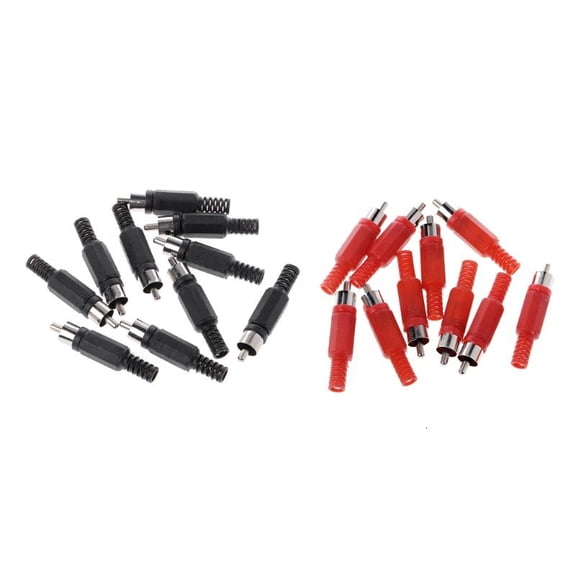 ANXPTIME 20 Pcs Black Red Solder RCA Male Plug o Video Adapter Connector