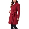 thumbnail image 4 of INSPIRE CHIC Women Vintage Belted Coat for Women's Stand Collar Winter Outwear Coats XL Dark Red, 4 of 6