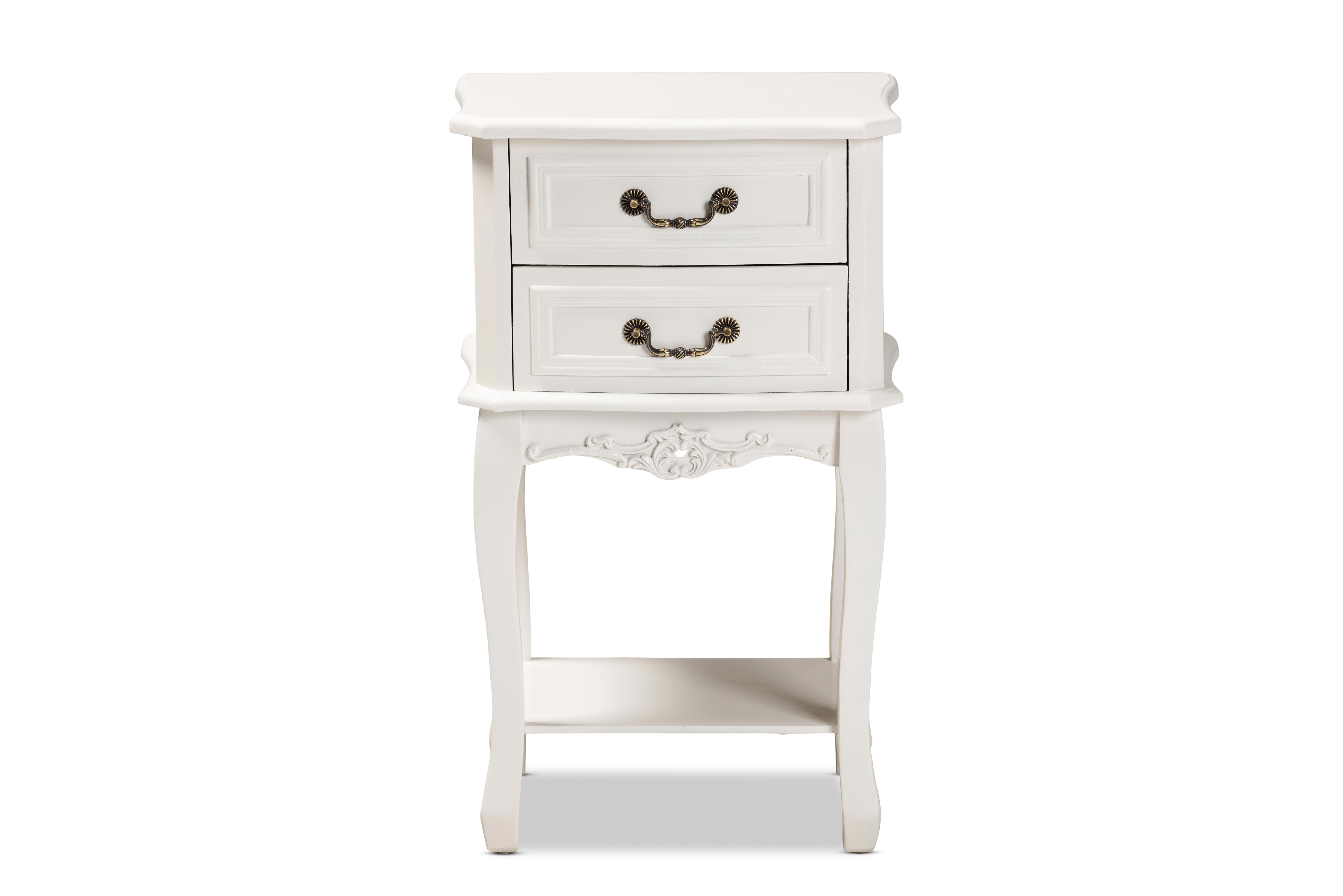 Baxton Studio Gabrielle Traditional French Country Provincial White-Finished 2-Drawer Wood End Table