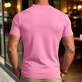 thumbnail image 4 of Mens Shirts Crewneck Short Sleeve Slim Fit T Shirts For Men Stretch Breathable Top Cozy Fitness Clothing Pink 3XL, 4 of 7