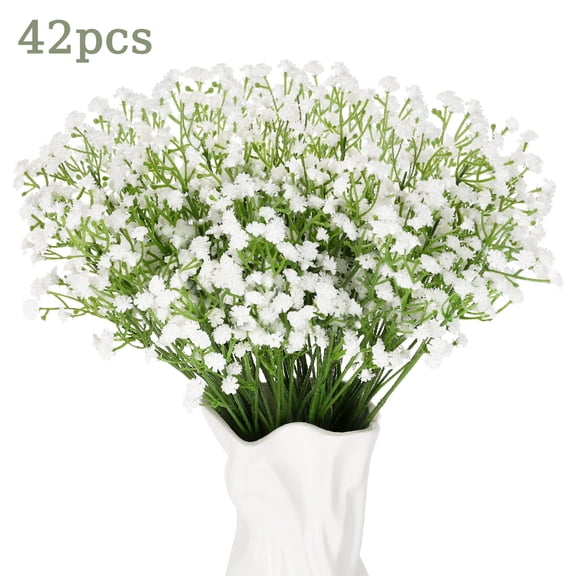 Armscye 42Pcs Babys Breath Artificial Flowers Bulk, 11inch Fake Baby Breath Flowers, Realistic Artificial Flowers Bouquet for Outdoors Wedding DIY Bouquet Arrangement Party Home Decor