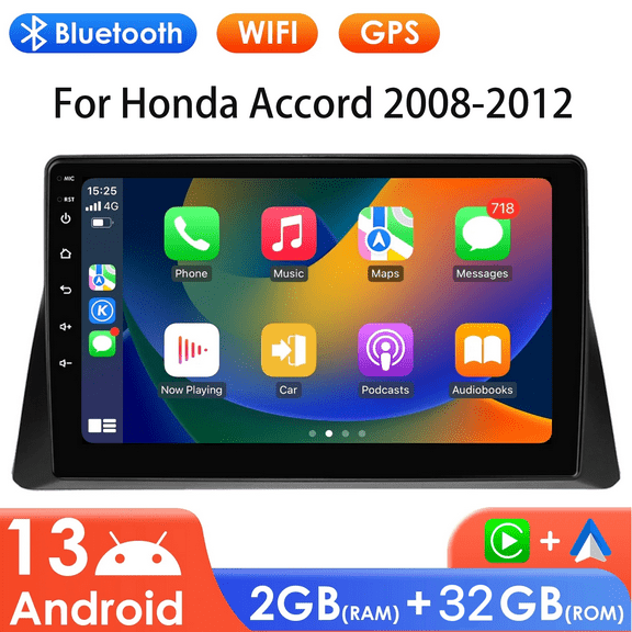 WOLFWO 2G 32G Car Radio Stereo for Honda Accord 2008-2012, 10.1 Inch Touch Screen with Android Auto Apple Carplay, Car Stereo with GPS NAVI FM Radio
