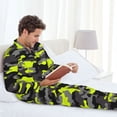 thumbnail image 4 of Mens Pajamas Set, Green Grey Camouflage Button Down Long Sleeve Loungewear Sleepwear Pjs sets for Men, 4 of 5