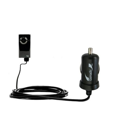 Gomadic Intelligent Compact Car / Auto DC Charger suitable for the Pure Digital Flip Video MinoHD - 2A / 10W power at half the size. Uses Gomadic