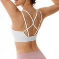 thumbnail image 4 of felwors Sports Bra for Women, Scoop Neck Crisscross Back Padded Low Impact Bras Tops for Workout Yoga Gym White, XL, 4 of 5