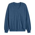 thumbnail image 6 of SSZMDLB Women Sweater Long Sleeve Loose Fit Casual Pullover Tops Solid Color Fall Winter Basic Soft Knit Blouses, Blue 2XL, 6 of 6