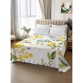 thumbnail image 2 of Summer Lemon Queen Size Flat Sheet, Wrinkleproof & Fadeproof Cooling Flat Bed Sheet Only, Yellow Fruits Botanical Spring Floral Breathable Soft Bedding Top Sheets 90 x 102 Inches, 2 of 8