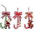 thumbnail image 1 of xmas gift 3 Pcs Candy Cane Ornaments Resin Santa Claus - Cute Pendant for Tree, 1 of 4