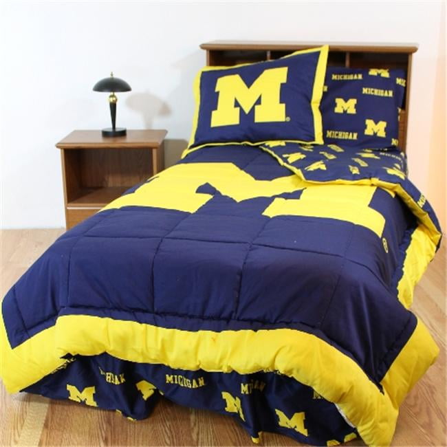 college covers micbbtww michigan bed in a bag twin- with white sheets