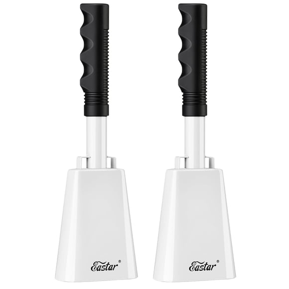 Cow Bell Eastar, paquete de 2 unidades con asa para eventos deportivos, color blanco