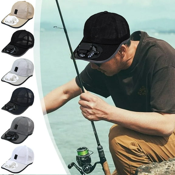 Viflosae Sun Hat with Solar Powered Fans Wide Brims Solar Fan Outdoor Fishing Hat USB Rechargeable Fan Sunshade Hat Polyester Mesh Durabled Breathable Sports/casual Hat