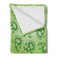 thumbnail image 2 of Green Soft Flannel Fleece Throw Blanket, Doodle Style Drawing of Alien Frogs Fantasy Theme Watercolors Cartoon Like Pattern Kids, Cozy Plush for Indoor and Outdoor Use, 60" x 80", Green, by Ambesonne, 2 of 5