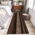 thumbnail image 4 of Runner Rug 2'x6', Animal Print Washable Non-Slip Hallway Runner Rugs, Abstract Leopard Zebra Skin Texture Brown Bedside Rugs Floor Mats Carpet Runners for Kitchen Bathroom Laundry Room, 4 of 8