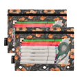 thumbnail image 2 of Orange Flower and Leaves 2 Pack Pencil Pouch for 3 Ring Binder Smooth Zipper Folders with Pockets Clear Window Pencil Case, 2 of 6