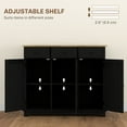 thumbnail image 3 of Xukmct Kitchen Storage Cabinet with 3 Drawers and Doors and Adjustable Shelf, Solid Wood Countertop Coffee Bar Cabinet Sideboard for Living Room, Kitchen, Black, 3 of 8