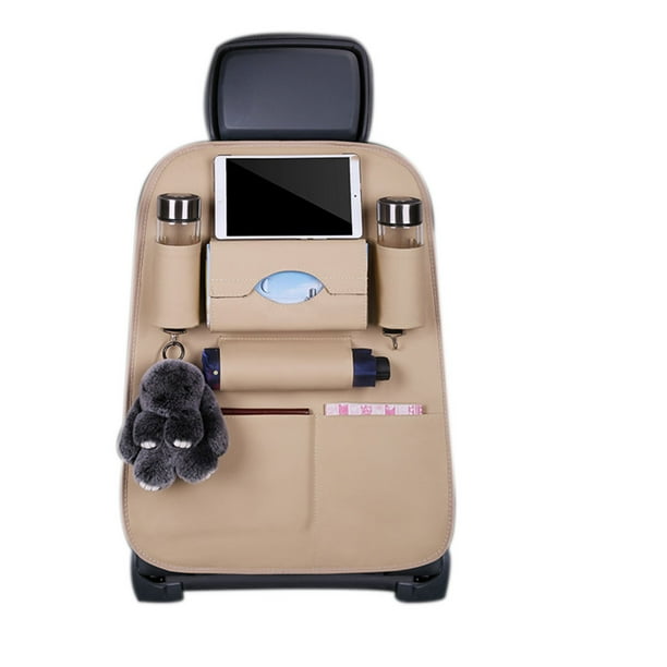 Riwesomey Auto asiento trasero organizador vehículo silla teléfono tableta beber botella titular almacenamiento bolsa de bolsillo Ventana automotriz Edición normal beige