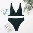 thumbnail image 5 of Sngxgn Bikini Set for Women Solid V Neck High Waisted Two Piece Swimsuit(Green,M), 5 of 6