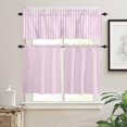 thumbnail image 2 of Pink White Stripe Kitchen Curtains, Modern Minimalist Geometric Striped 3-Piece Kitchen Curtain Valance and Tiers Set 36 Inch Length, Rod Pocket Half Window Curtains for Cafe Living Room Bathroom, 2 of 6