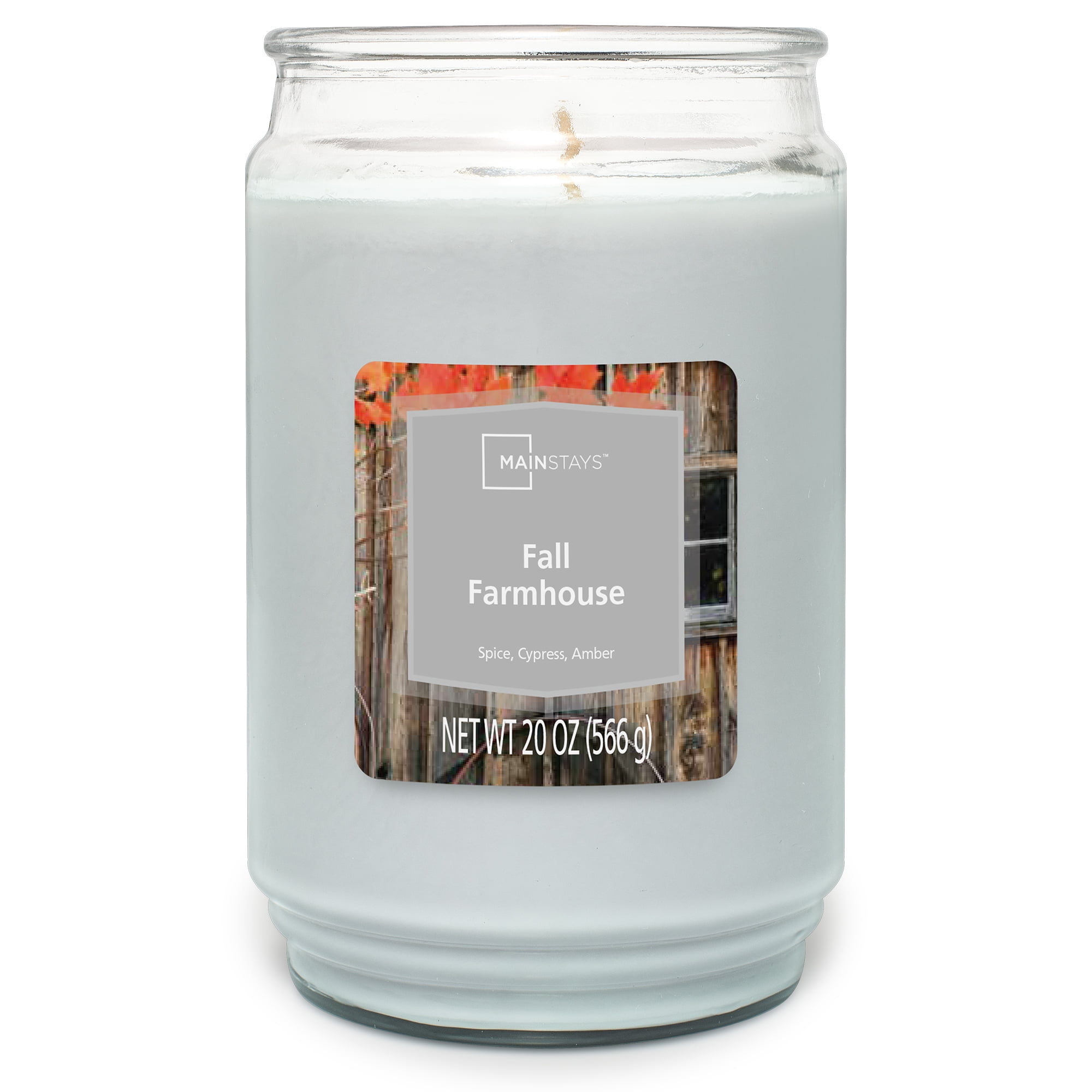 (4 pack) Mainstays Fall Farmhouse Scented Single Wick Candle, 20 oz.