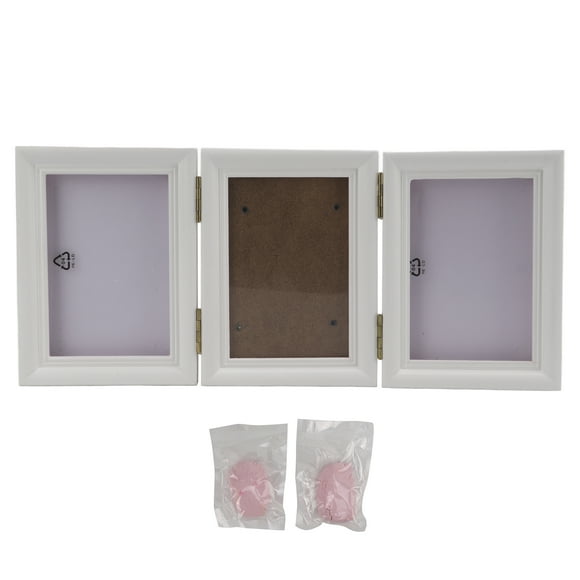 ZOUSSIQI Pet Pawprint Keepsake Frame DIY Pet Footprint Memorial Picture Frame with Pawprints for Dog and CatPink Clay White Frame CW2519#15404