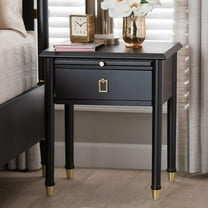 Baxton Studio Tamra Art-Deco Nightstand, 1-Drawer, Black