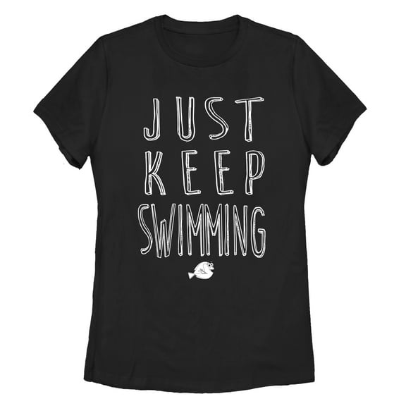Women's Finding Dory Keep Swimming  Graphic Tee Black Large