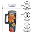 thumbnail image 4 of OBREWU Colorful Floral Pattern Tumbler with Handle and Lid,Colorful Floral Pattern 40oz Double Wall Vacuum Insulated Tumbler,Cups Gift for Women and Men, 4 of 7