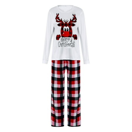 

Ehfomius Matching Family Christmas Pajamas Women Men Plaid Deer Sleepwear Elk Clothes Pjs