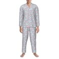 thumbnail image 3 of Salouo Cute Rabbit Print Button-Front Long Sleeve Pajama Set for Men, Soft 2Pjs Men's Long Sleeve Sleepwear-Large, 3 of 7