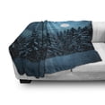 thumbnail image 3 of Night Soft Flannel Fleece Throw Blanket, Tranquil Blue Moon in Woods Covered Snow Serene Winter View Scene, Cozy Plush for Indoor and Outdoor Use, 50" x 60", Turquoise Teal White, by Ambesonne, 3 of 6