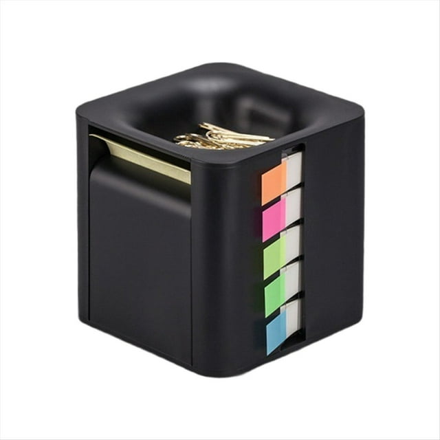 Portanotas Adhesivas 5 en 1 con Forma de Cubo. Dispensador Multifunción con Notas Adhesivas Emergentes, Pestañas Adhesivas y Rollos Adhesivos. B