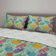 thumbnail image 2 of Animal Comforter & Sham Bedding Set, Abstract Pattern with Polka Dotted Animal Spraying Waters, 3 pcs Duvet Set Microfiber Filling Quilt, 5 Sizes, Turquoise and Multicolor, by Ambesonne, 2 of 4